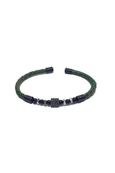 Janti Jtss26Blk1770 Stainless Steel Bracelet Genuine Leather Leather but Zirc...