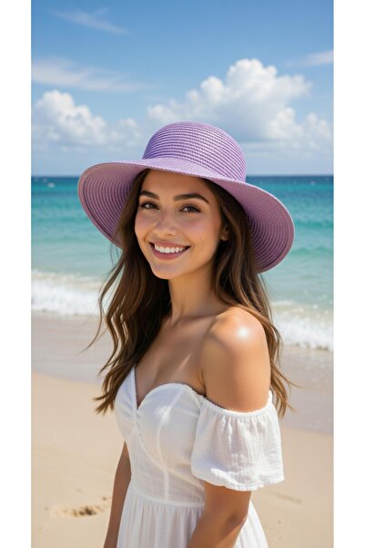 Mollycrush Pălărie mov protecție solară pentru femei |   Model elegant de vară