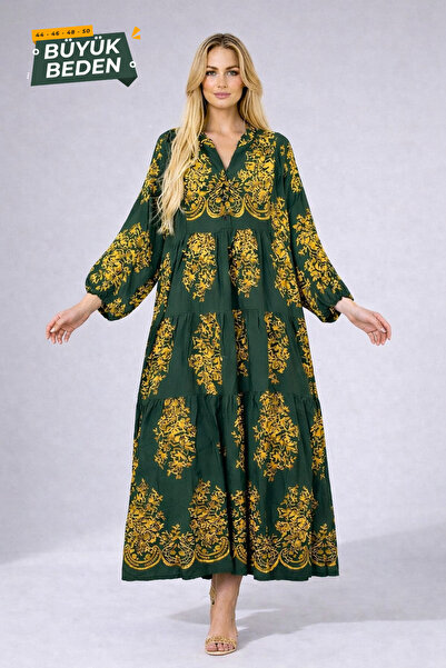 LİKAPA LikapaShop viscoză Rochie cu mâneci lungi și nasturi în straturi 2698