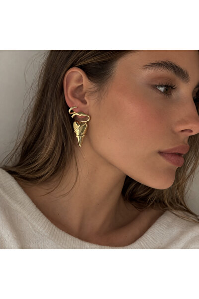 Mope Accessories Gold Color Organic Form Design Earrings Women's Modern Styli...