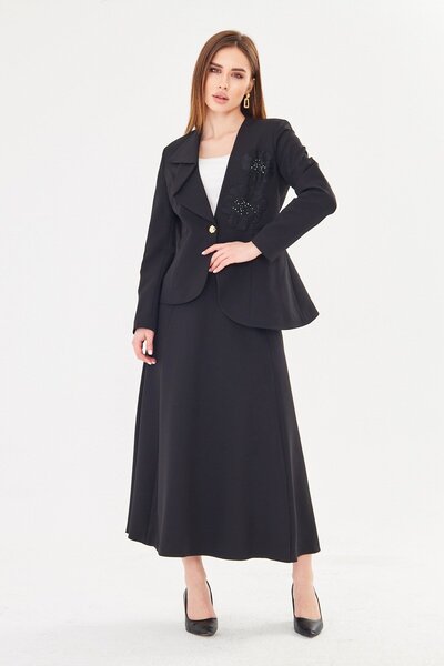 LOVELF Premium Dantel Detaylı Etekli Takım Siyah