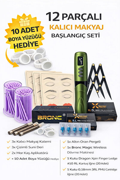 DRAGONTATTOO 12 Parça Kalıcı Makyaj Başlangıç Seti – Bronc Magic Wireless Döv...