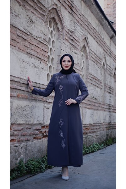 Moda İncir ROCHIE DE MATERNITATE MĂRIME MARE CU APlicații de pietre tip frunză