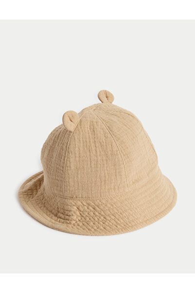 Marks & Spencer Saf Pamuklu Ayıcık Şapkası (0-3 Yaş)