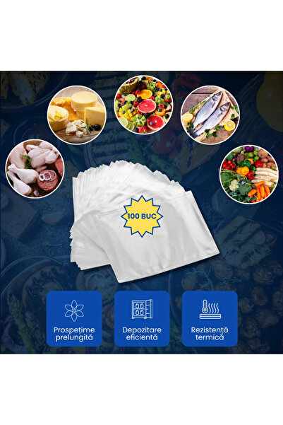 AXC Set of 100 Waffle Bags for Food Vacuum Sealing (20 x 30 cm)