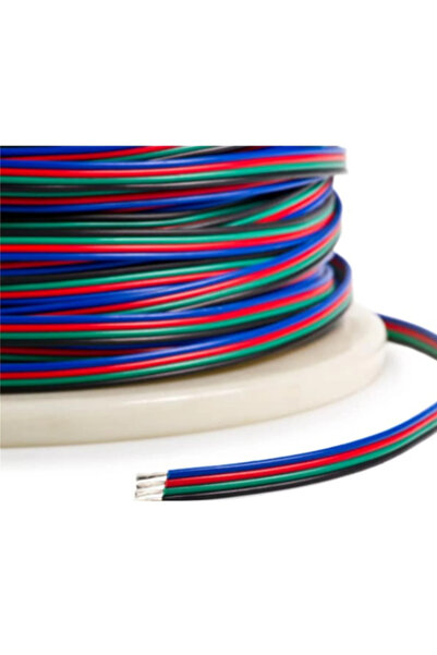 robodünya كابل RGB بطول 100 متر، كابل شريط LED مكون من 4 قطع، 4X0.22 مغلف بال...