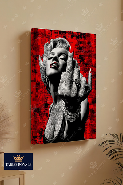 Tablo Royale El Hareketi Çeken Kadın Marilyn Monroe Dikey Kanvas Tablo-Salon ...