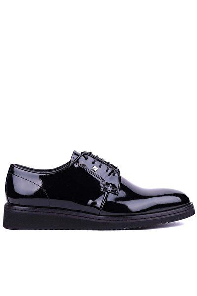 Fosco - حذاء كاجوال رجالي من الجلد الأصلي اللامع جلد باللون الأسود - 2980