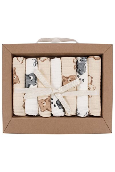 bebegen مناديل مبللة للفم عضوية من منقوش ريبورت، عبوة من 7 قطع، لون بيج إكرو،...