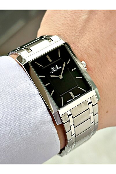 Romanson Special Design Silver-Black Color Steel Cord Steel Case Men's Wristw...