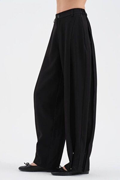 tw3 Γυναικείο παντελόνι με λεπτομέρεια κουμπωτών μανικιών και σχέδιο Balloon Fit