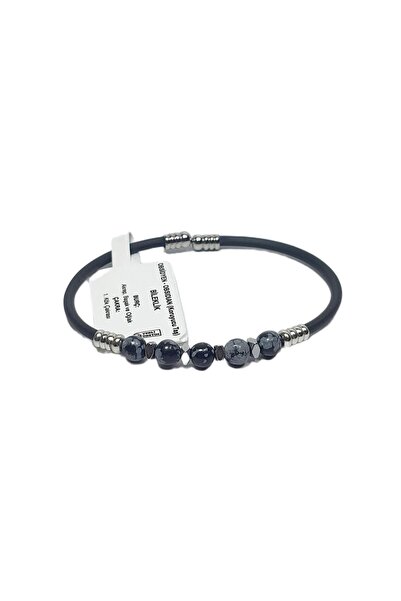 Janti Jtss26Blk1781 Stainless Steel Bracelet with Silicone Coating Obsidian a...