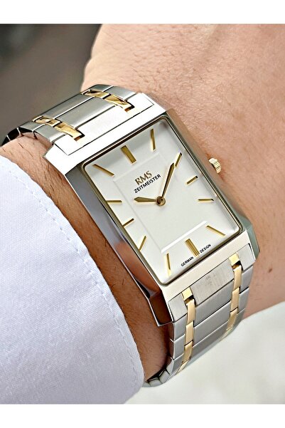 Romanson Special Design Silver-Gold Color Steel Cord Steel Case Men's Wristwa...