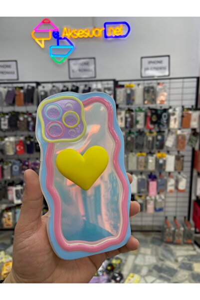 eaksesuarnet حافظة آيفون 13 بروماكس من السيليكون على شكل قلب كبير