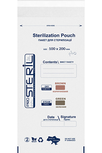 PROSTEEL White paper bags for sterilization Pro Steril 100x200mm set of 100 pcs