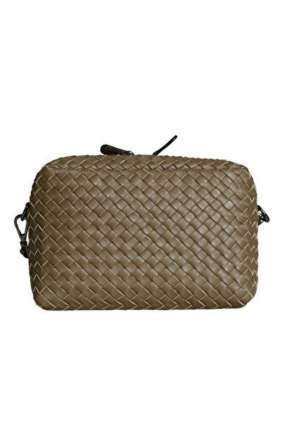 Platin Mink Knitwear Leather Women Crossbody Bag