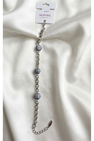 Xuping Jewelry Gümüş Üçlü Top Nazar Boncuklu Premium Bileklik