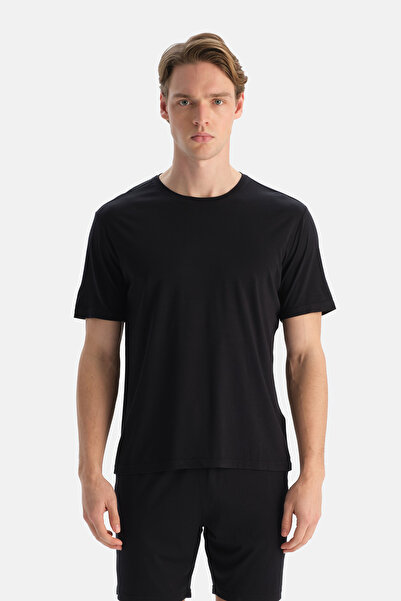 Dagi Μαύρο κοντομάνικο μπλουζάκι με λαιμόκοψη ποδηλατικού τύπου Cool Touch