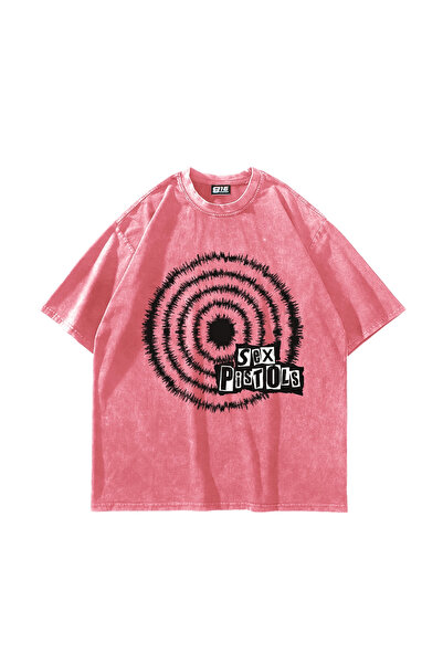 Sekizbiraltı S*X Pistols Printed Oversized Unisex Washable Pink Tshirt