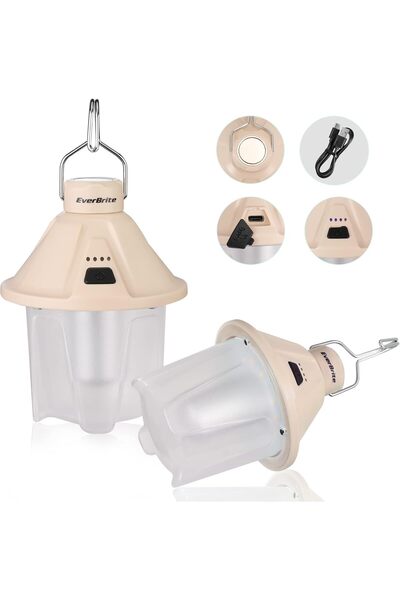 EVERBRITE USB-C Rechargeable Camping Lantern 2 Pack 450LM 5 Modes for Outdoor...