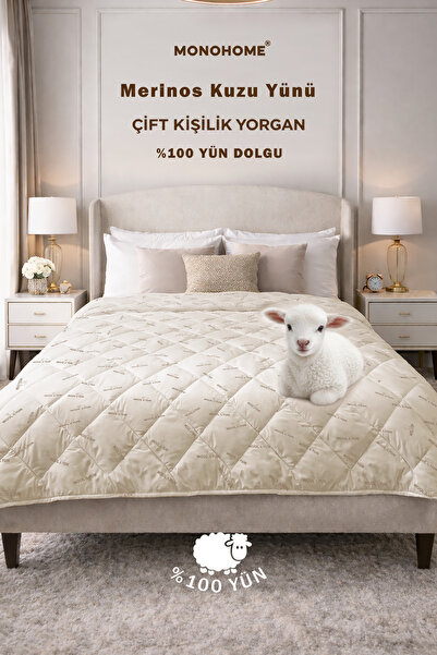 MonoHome Πάπλωμα διπλό 220x240 από μαλλί Merino, 100% φυσικό, χωρίς άρωμα, Pr...