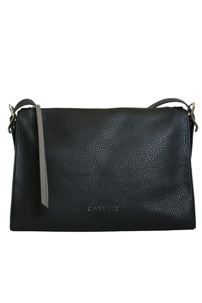 Platin Black Leather Women's Shoulder Bag