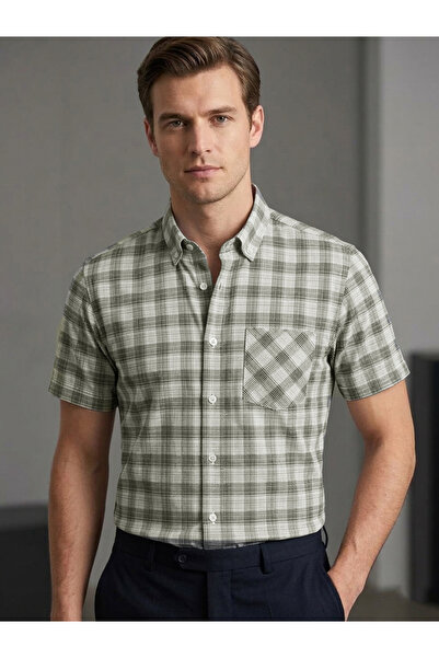 SÜVARİ Κλασικό πουκάμισο Baba Cut Με τσέπες Με σχέδιο με κοντά μανίκια σε μπε...