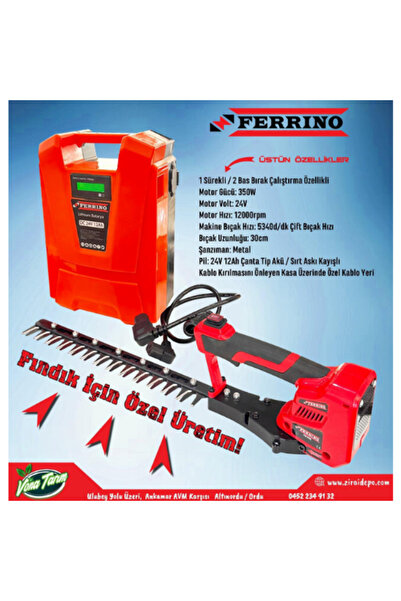 Ferrino Akülü Fındık Filiz Işkın Alma ve Çay Toplama Makinesi 24V 12Ah