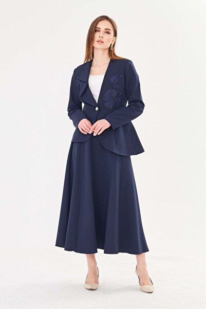 LOVELF Premium Dantel Detaylı Etekli Takım Lacivert