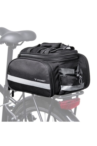 WOZINSKY Geantă de bicicletă 27L, neagră, cu husă impermeabil , material refl...