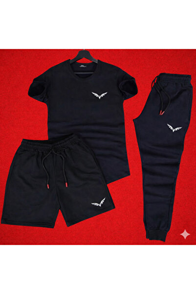 QWIM Μαύρο 3ΤΕΜ Καλοκαιρινό Σετ με τύπωμα