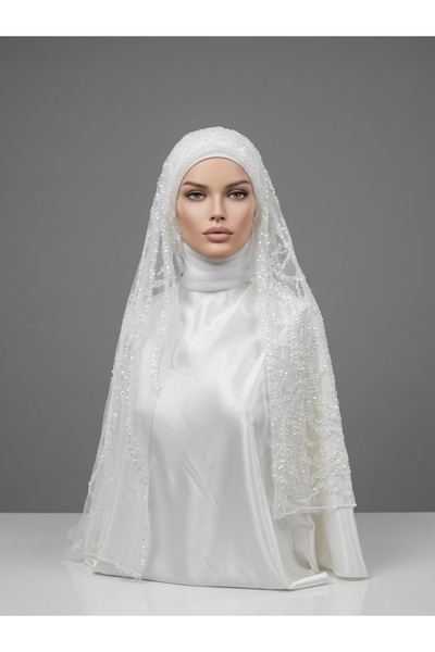 MERİT FASHION Taş İşlemeli Premium Duvak 100*140