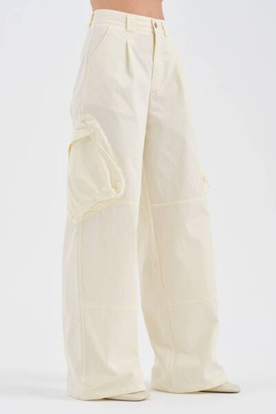 tw3 Γυναικείο παντελόνι πλαϊνή τσέπη τεμαχίων με λεπτομέρεια πιέτες στο μπροσ...