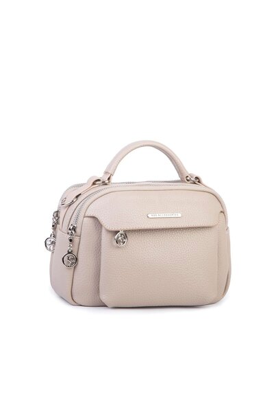 Nas Bag Kadın Çok Gözlü Mini El ve Çapraz Çanta Kum Lopez23x16 cm ebatlarında...