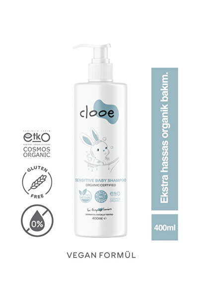 clooe Organik Sertifikalı Sensitive Bebek Şampuanı - Yenidoğan Uyumlu Göz Yak...