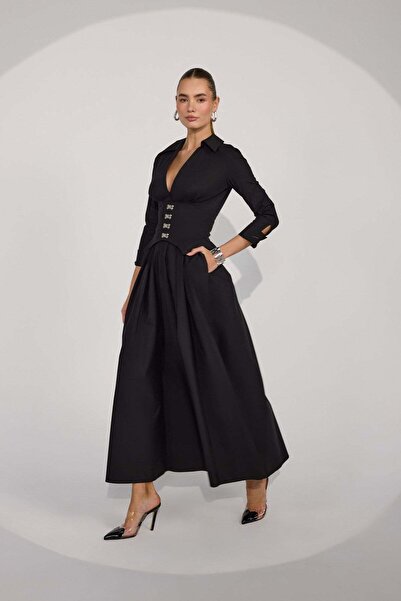 NOK İSTANBUL Queen Corset Maxi Dress Black