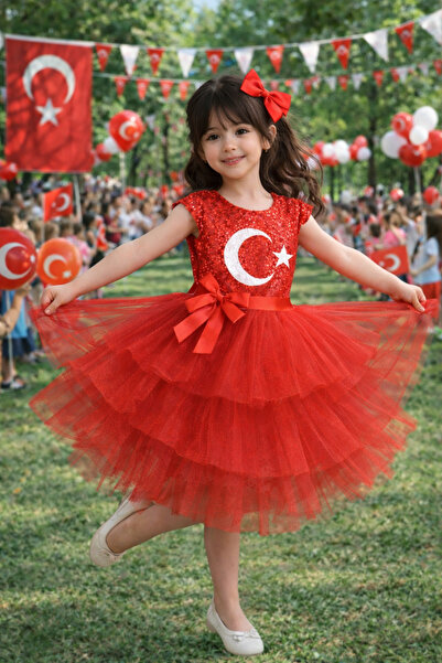 RUMİ KİDS Girl's Tulle Piece Show Dress Red April 23Rd