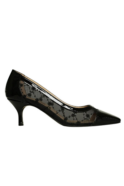 Platin Black Patent Leather Women's Classic Heeled Shoes