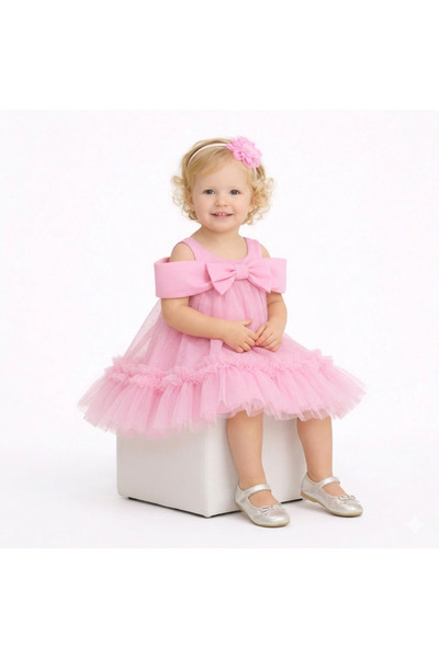 MONİTA Kız Bebek Tül Prenses Elbise – Fiyonk Detaylı Simli Tül Doğum Günü ve ...
