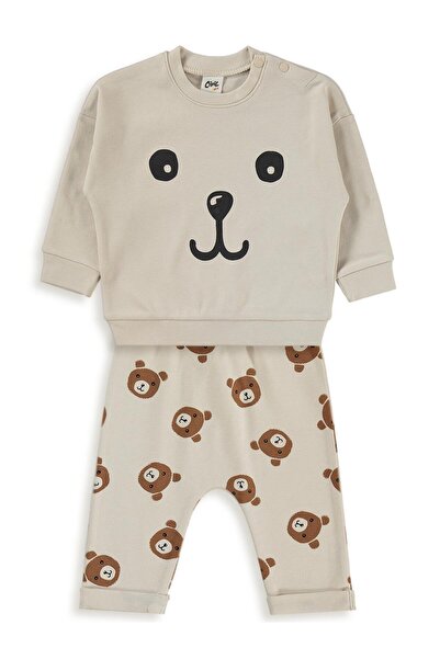 Civil Baby Ayıcık Baskılı 3-18 Ay Takım - Bej