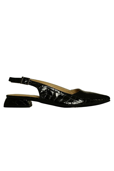Platin Black Patent Leather Print Women's Open Back Shoes