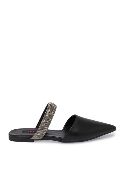 Tergan Siyah Vegan Kadın Terlik - K25Y1TR68001-O3C
