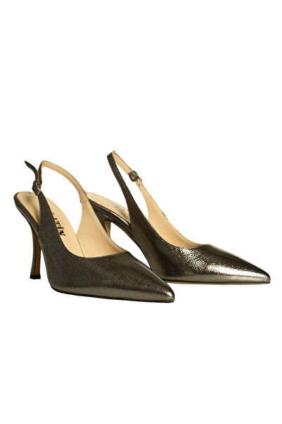 Platin Leather Women's Open Back Heeled Shoes