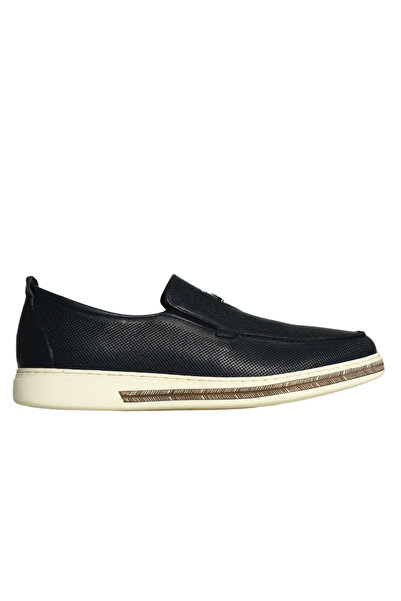 Platin Navy Blue Leather Men's Loafer