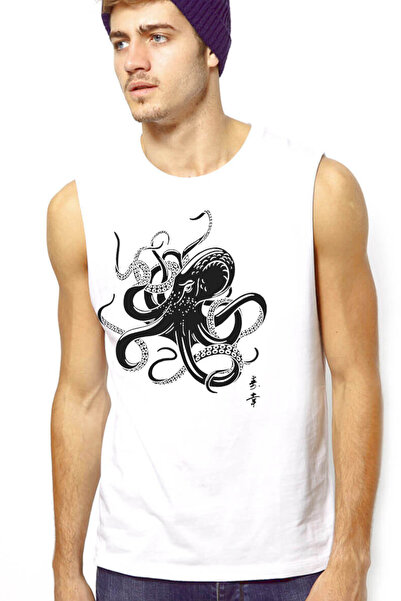 ROCKANDROLL Mânecă albă decupată cu model de caracatiță japoneză |   Tricou f...