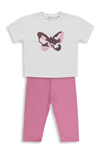 Civil Girls Κοριτσίστικο Σετ με Κέντημα Πεταλούδας για 6-9 Ετών - Εκρού-Απαλό...