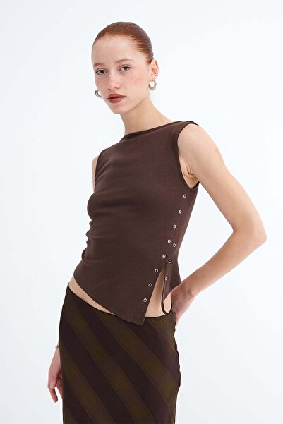 Addax Ασύμμετρη Μπλούζα με Κοψίματα A18692