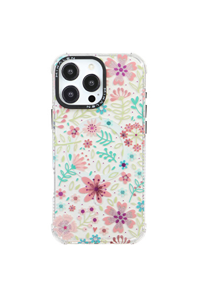 Casen iPhone 16 Pro Max Magsafe Uyumlu Çiçekli Kamera Korumalı Darbe Emici Şe...