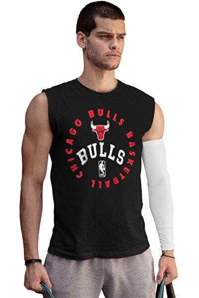 ROCKANDROLL Bulls Basket Mânecă neagră cu decupaj |   Tricou fără mâneci pent...