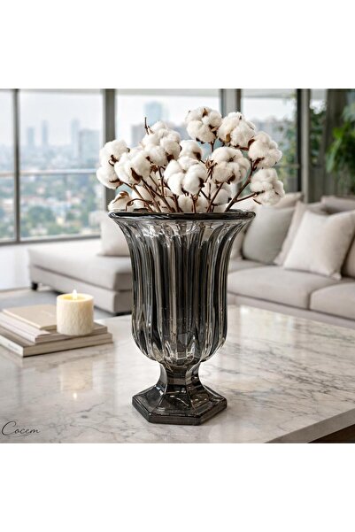 PARİONETTE 28 cm Modern Tasarım Cam Dekoratif Çiçek Vazosu Salon Konsol Masa ...